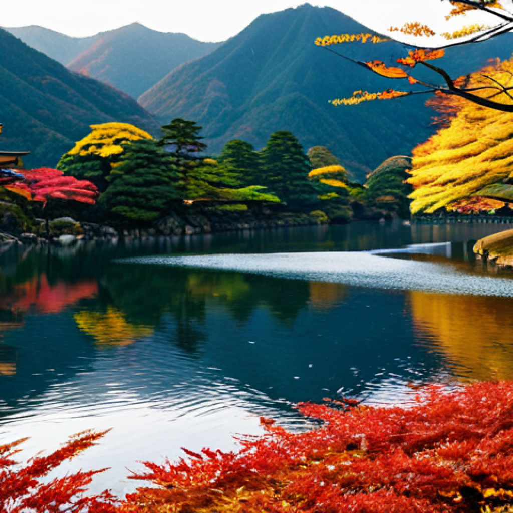 **
A sharply focused photograph, employing the rule of thirds, showcasing a vibrant autumn landscape in Japan. Capture the scene during golden hour, with warm sunlight illuminating the colorful foliage. The image emphasizes depth of field, with a blurred background to draw attention to a specific maple tree in the foreground. Apply a Fujifilm Velvia film simulation for enhanced saturation and contrast, reminiscent of classic Japanese landscape photography. RAW processing techniques should subtly enhance details and reduce noise. safe for work, appropriate content, fully clothed, professional. perfect anatomy, natural proportions.
**