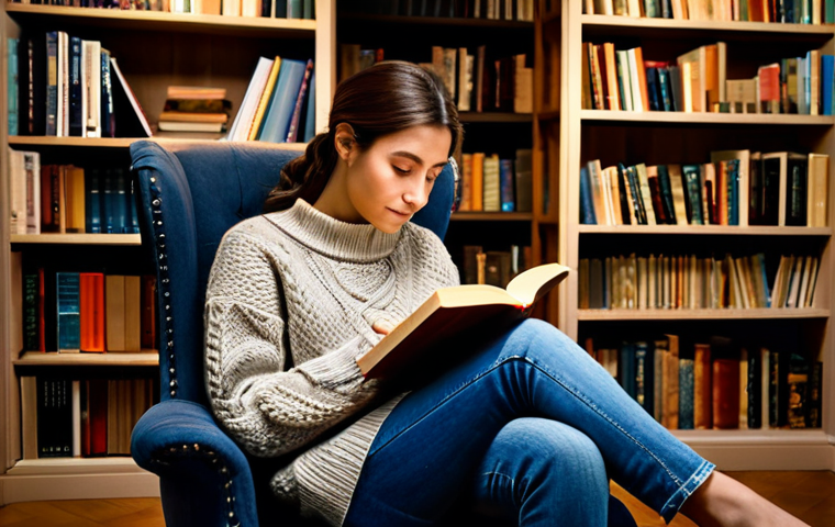 Cozy Reading Nook**

"A woman sits in a comfortable armchair in a quiet reading nook, fully clothed in a modest sweater and jeans, surrounded by bookshelves filled with books, a warm cup of tea on a nearby table, soft lighting, safe for work, appropriate content, perfect anatomy, natural proportions, professional, family-friendly."

**