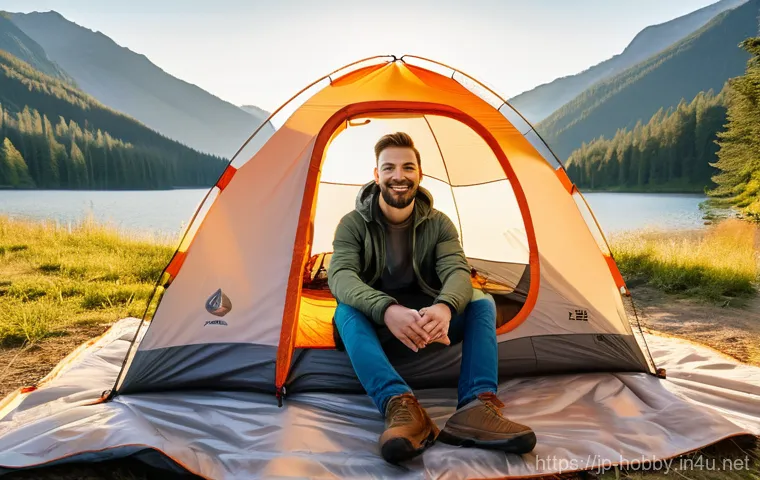 캠핑 장비 추천 - Prompt 1: Serene Panoramic Tent Experience**