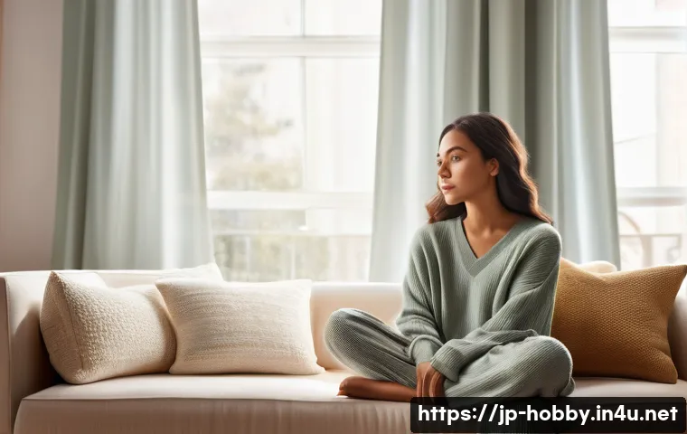 컬러 이론 공부 - **Prompt:** A young adult woman, dressed in comfortable yet stylish loungewear (e.g., a soft knit sw...